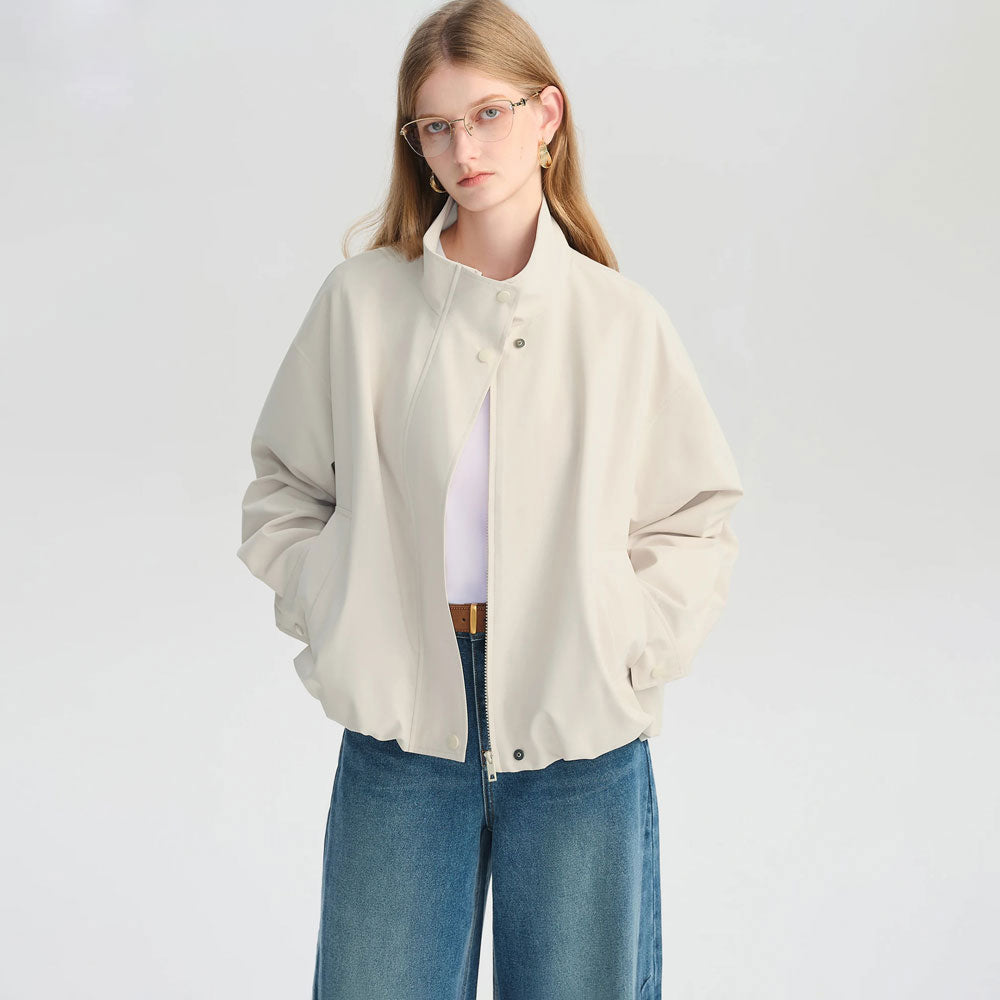 Cropped Stand-Collar Jacket