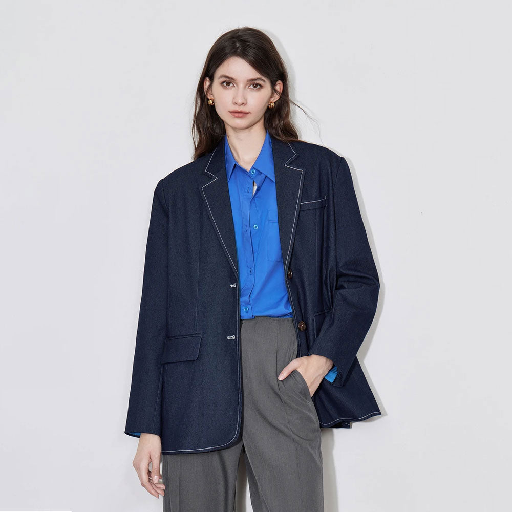 Oversize Faux-Denim Blazer