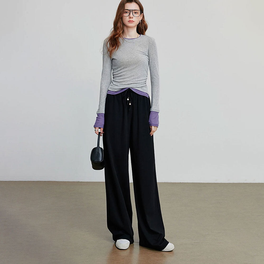 Wide-Leg Lyocell Cotton Pants