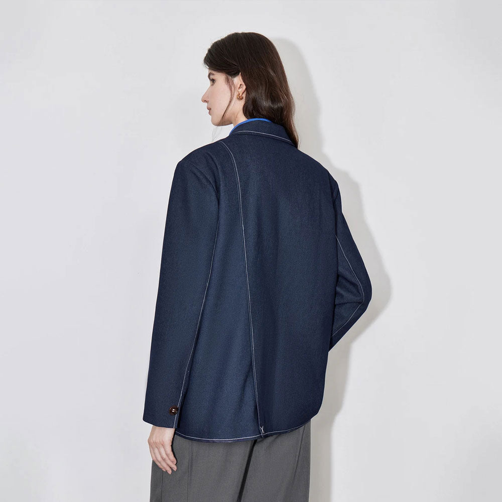 Oversize Faux-Denim Blazer