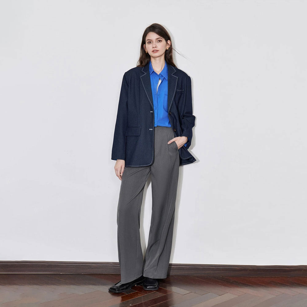 Oversize Faux-Denim Blazer