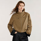 Retro Contrast Stand-Collar Jacket