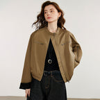 Retro Contrast Stand-Collar Jacket