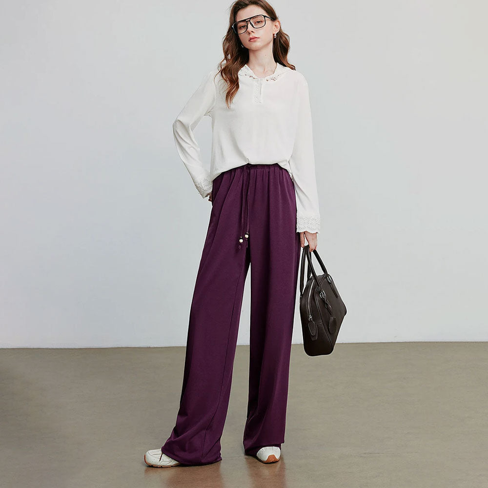 Wide-Leg Lyocell Cotton Pants