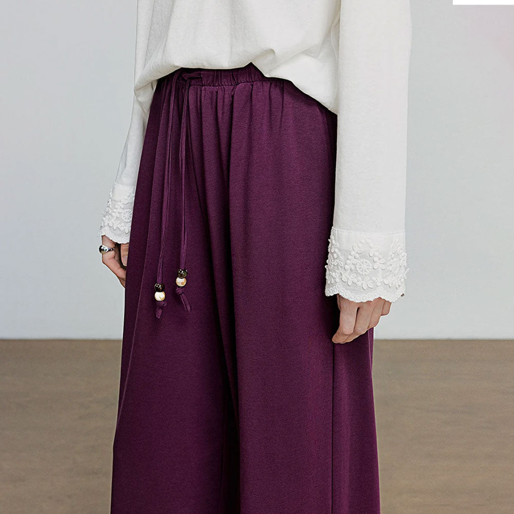 Wide-Leg Lyocell Cotton Pants