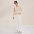 Cotton V-Neck Knitted Sweater