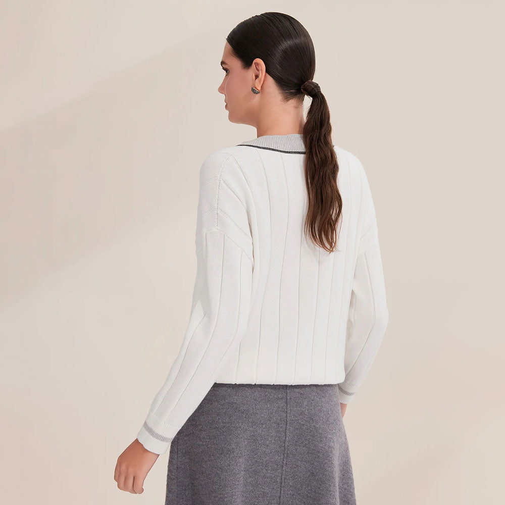 Cotton V-Neck Knitted Sweater