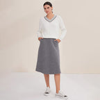 Cotton V-Neck Knitted Sweater