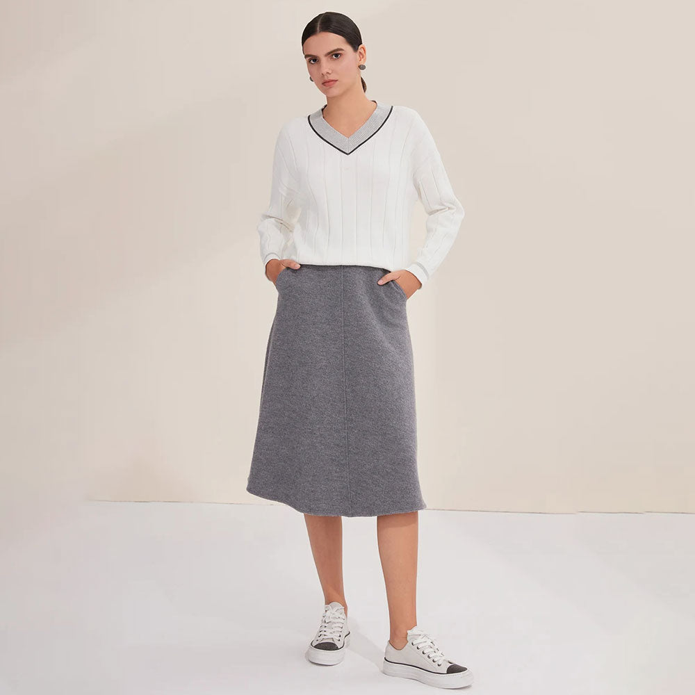 Cotton V-Neck Knitted Sweater