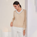 Cotton V-Neck Knitted Sweater