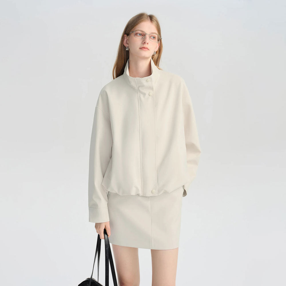 Cropped Stand-Collar Jacket