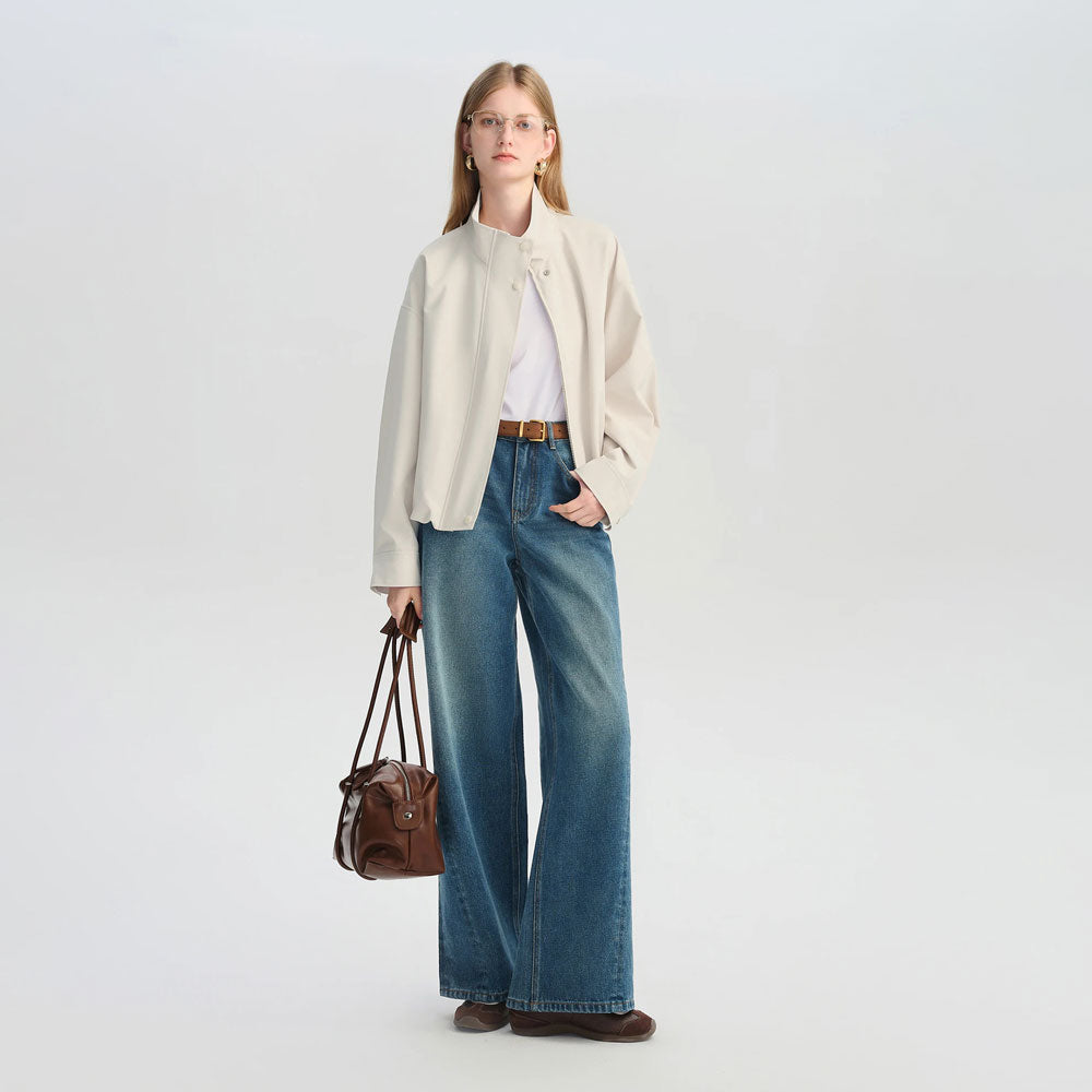 Cropped Stand-Collar Jacket