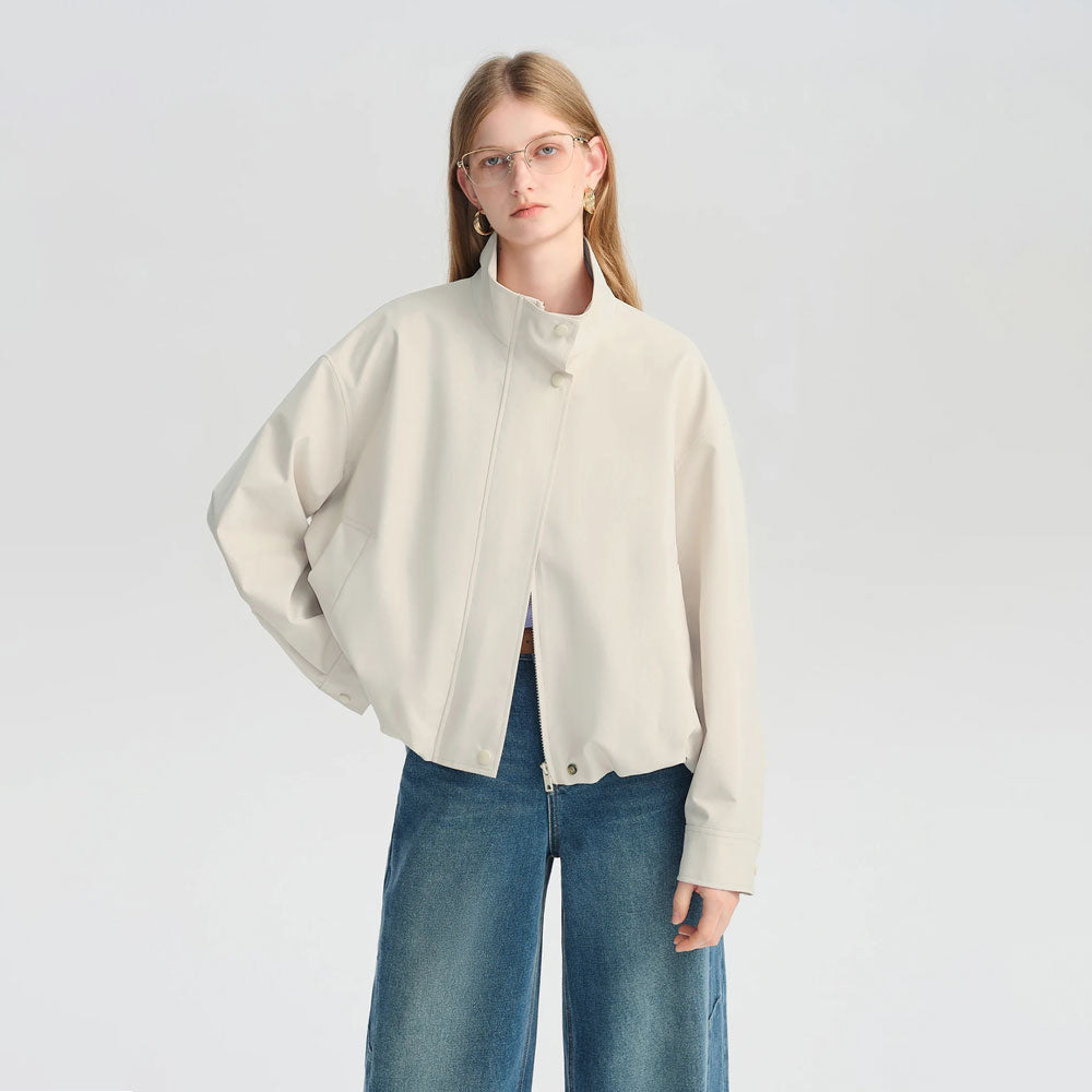 Cropped Stand-Collar Jacket