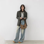 Plaid Mid-Length Woolen Blazer