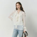 Lace-Trim Flounce Blouse
