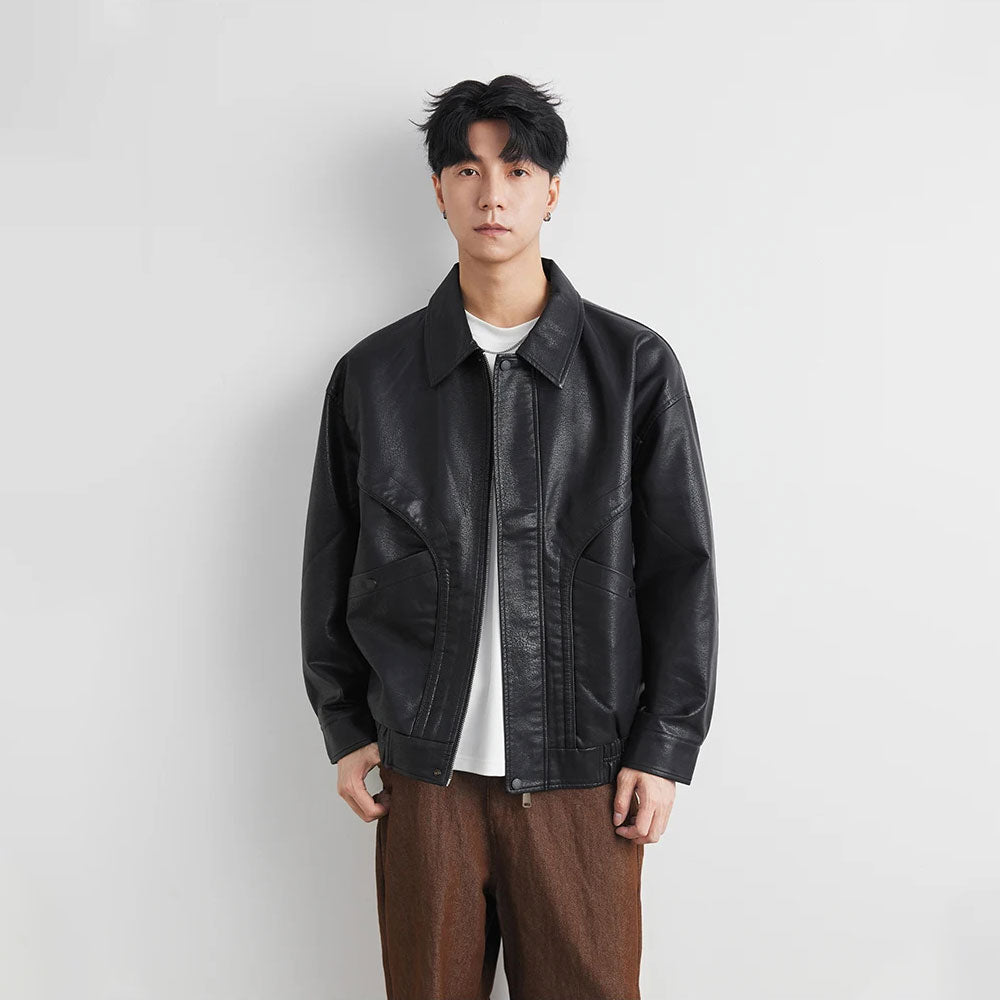 Classic PU Lapel Jacket
