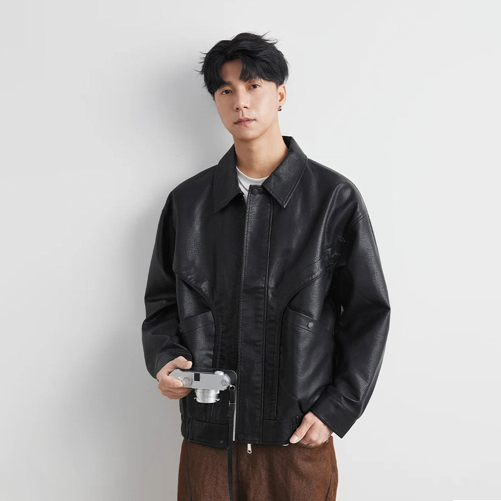 Classic PU Lapel Jacket
