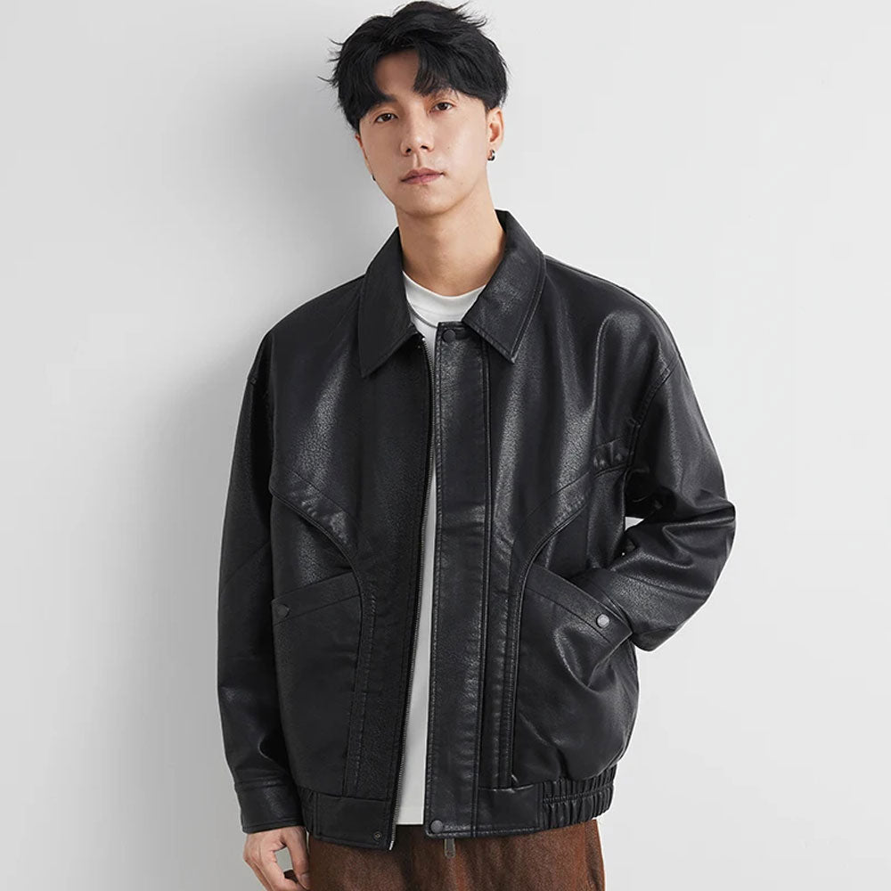 Classic PU Lapel Jacket
