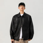 Loose PU Lapel-Collar Jacket
