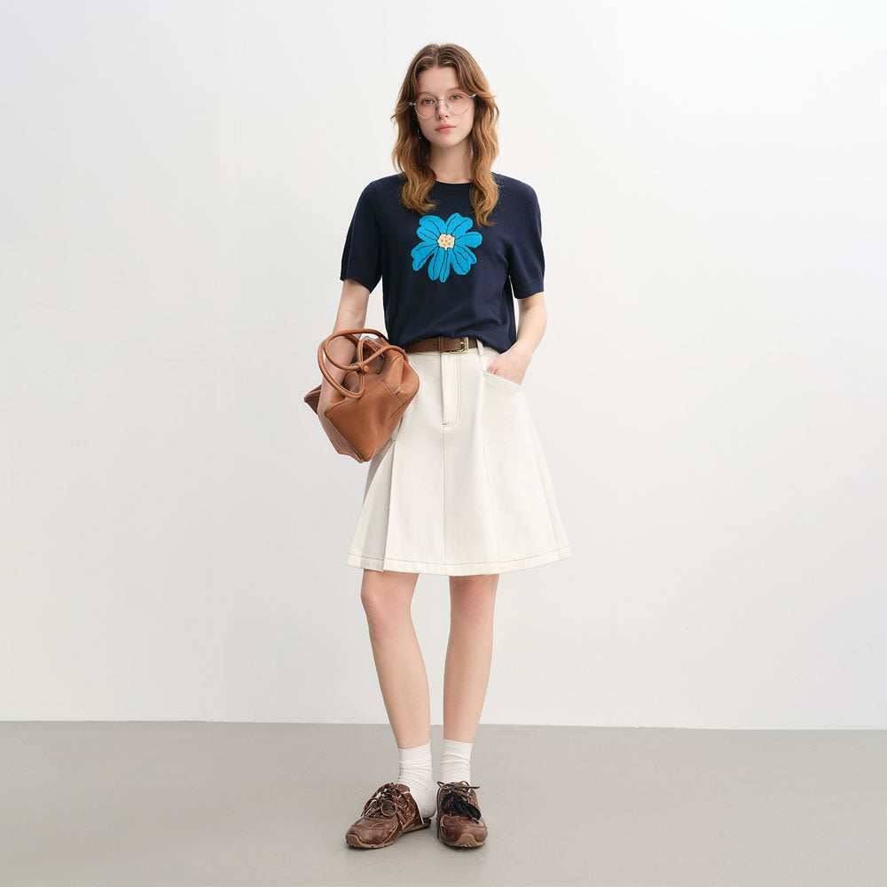 Floral Knit Short Sleeve Top